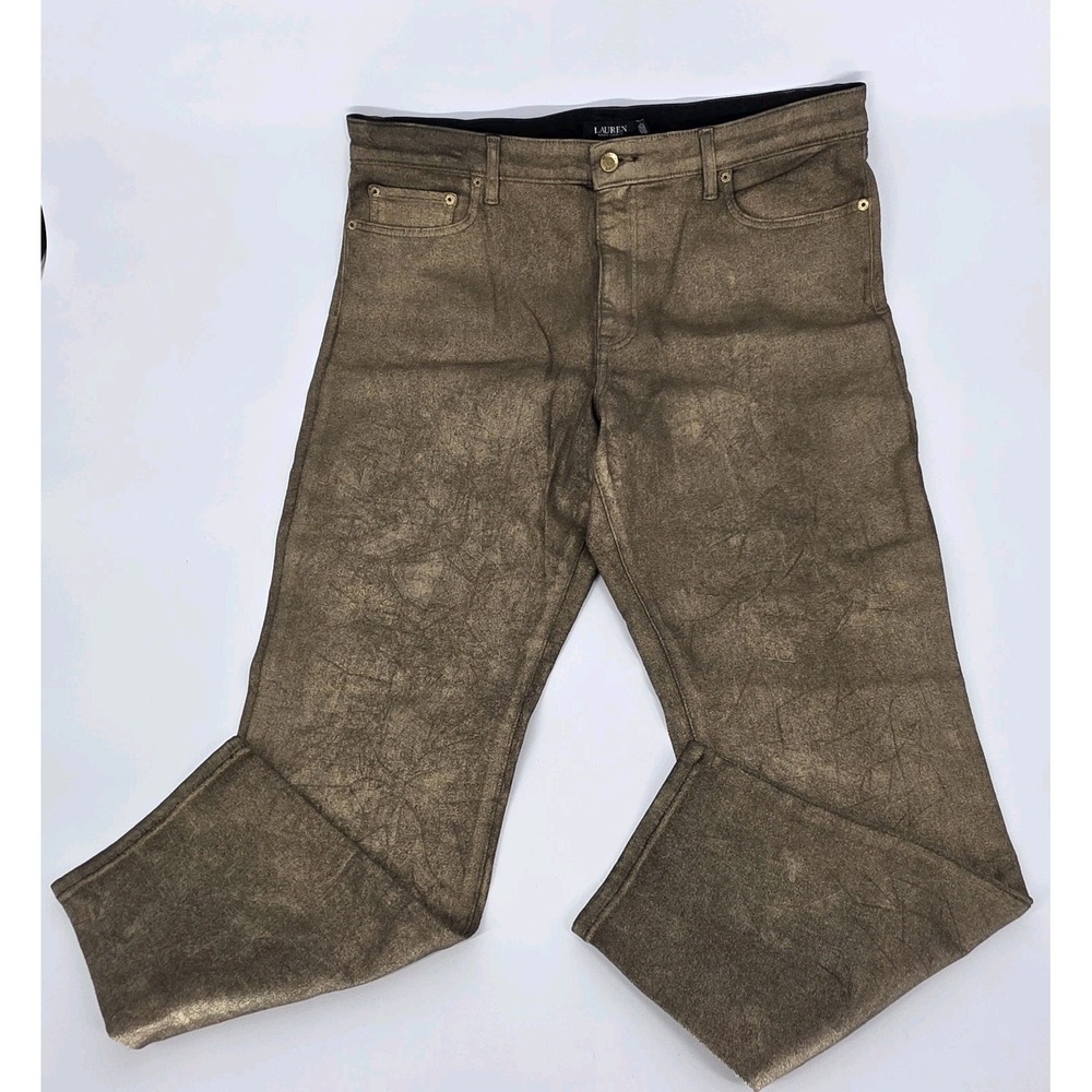 Lauren Ralph Lauren Jeans Waxed Women 18 Copper Gold Wash Pants Stretch Denim